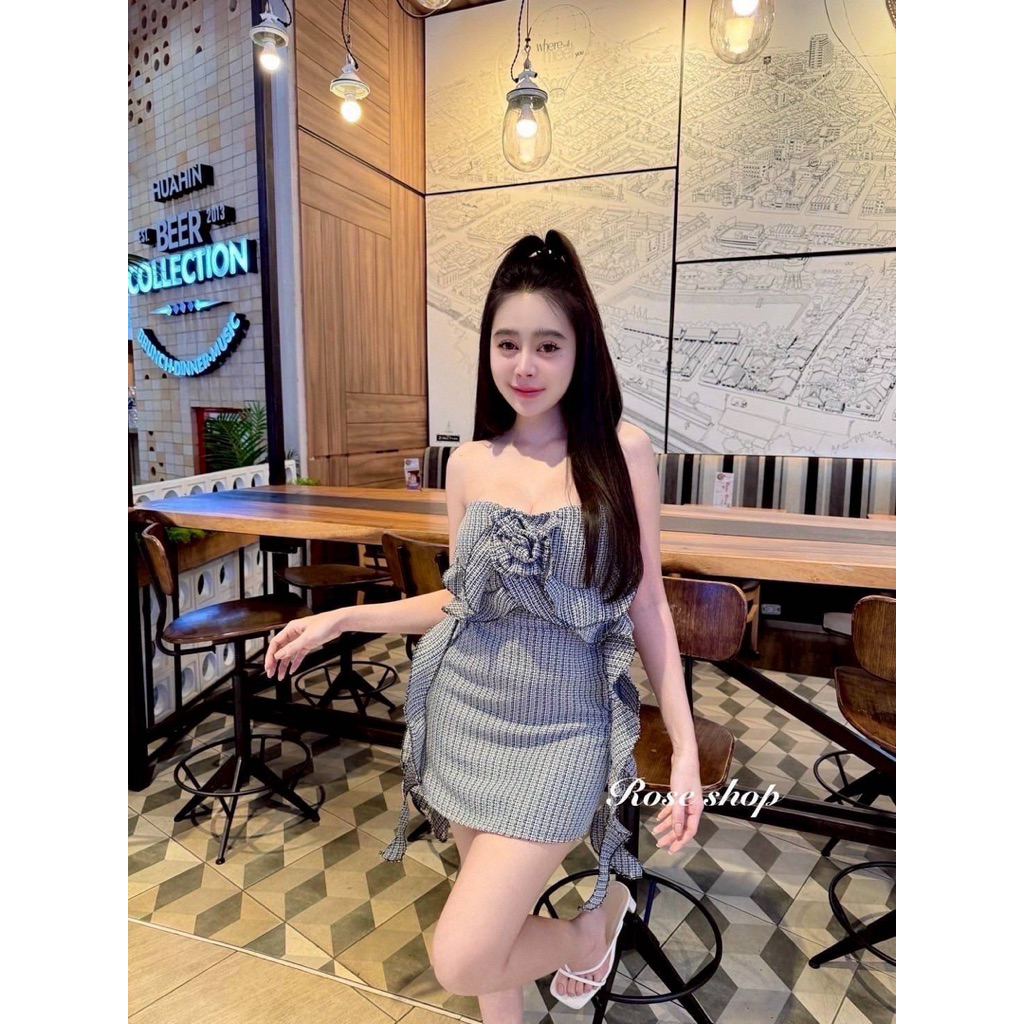 เซท2 ชิ้นผ้าทวิสทั้งชุด รุ่นแมงกะพรุน 🪼เกาะอกเสริมฟองน้ำ มาพร้อมกระโปรงทรง A สวยแพงมาก
