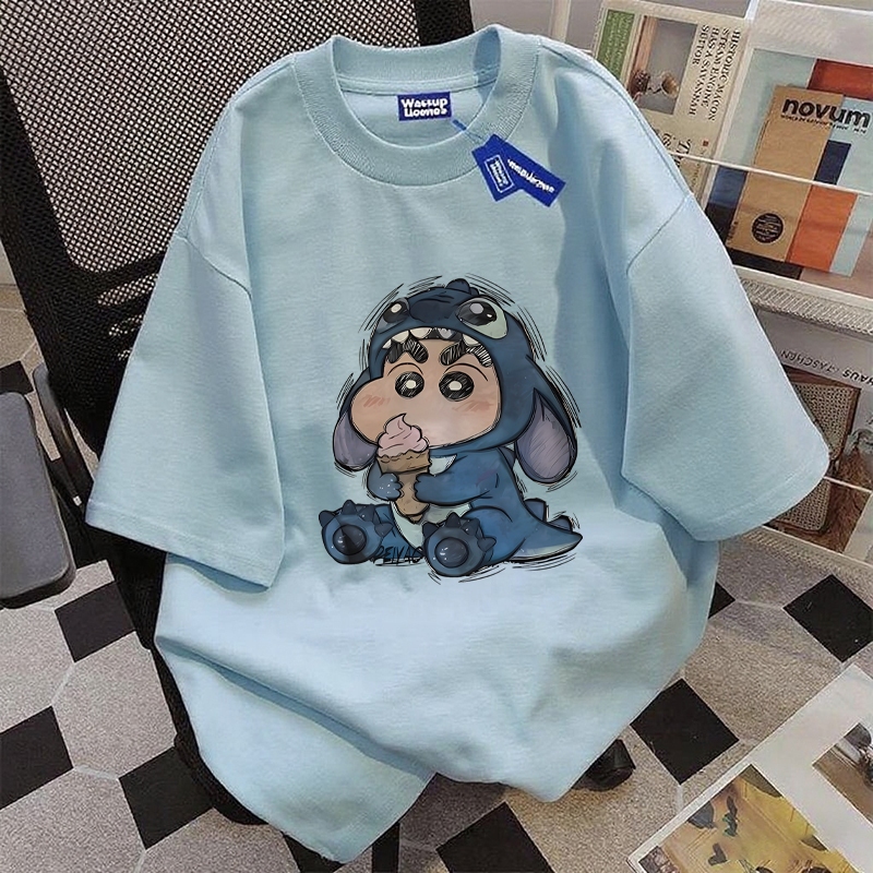【จัดส่งภายใน 24 ชั่วโมง】 เสื้อยืด นักเรียน มัธยม อนิเมะ น่ารัก หลวมๆ ผ้าโปร่ง เสื้อคู่ สีขาว ดำ