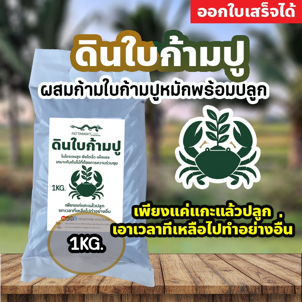 (3ถุง50ส่งฟรี)ดินใบก้ามปู ผสมก้ามปูหมักพร้อมปลูก เพียงแค่แกะแล้วปลูกเอาเวลาที่เหลือไปทำอย่างอื่น ไนโตรเจนสูง ปลูกได้หมด