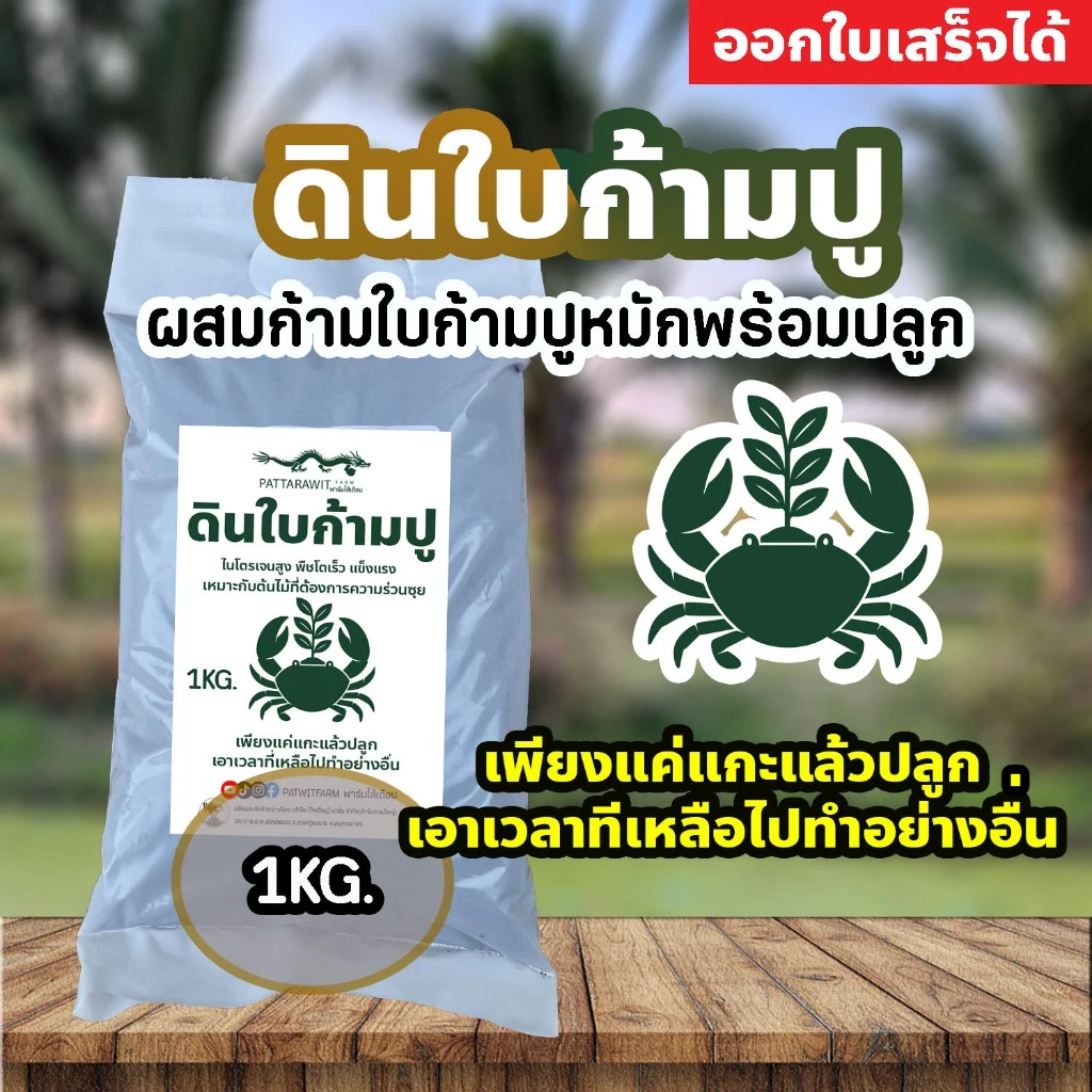 (3ถุง50ส่งฟรี)ดินใบก้ามปู ผสมก้ามปูหมักพร้อมปลูก เพียงแค่แกะแล้วปลูกเอาเวลาที่เหลือไปทำอย่างอื่น ไนโตรเจนสูง ปลูกได้หมด