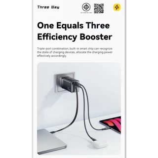 Essager อะแดปเตอร์พร้อมสายชาร์จ USB Type C 65W รองรับชาร์จเร็ว อุปกรณ์ชาร์จโทรศัพท์ ที่ชาร์จโทรศัพท์ B08