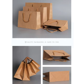 Kraft paperbags หลายขนาด หนาขึ้น แข็งแรงขึ้น ถุงของขวัญ ถุงกระดาษคราฟท์ ผู้หญิง ถุงช้อปปิ้ง วันหยุดของขวัญ พร้อมส่งใน