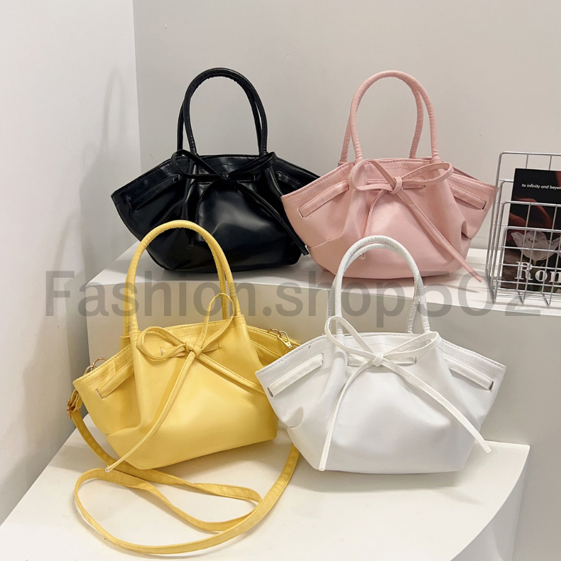 fashion.shop502 กระเป๋าขนมจีบ สไตล์ใหม่ สีพาสเทล โบว์ น่ารัก  มีให้เลือก 4 สี สะพายข้าง มีบริการส่งด่วน B-050