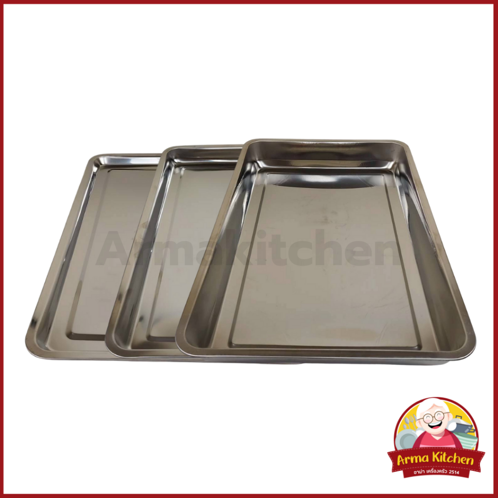 ถาดเหลี่ยมsl. ถาดสแตนเลส 45x35