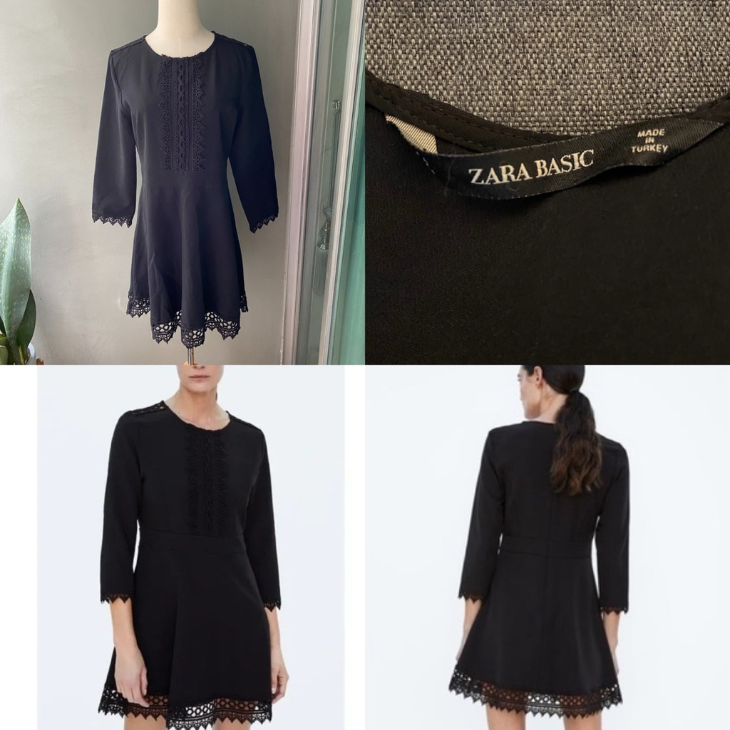 USED Zara patterned black dress size L