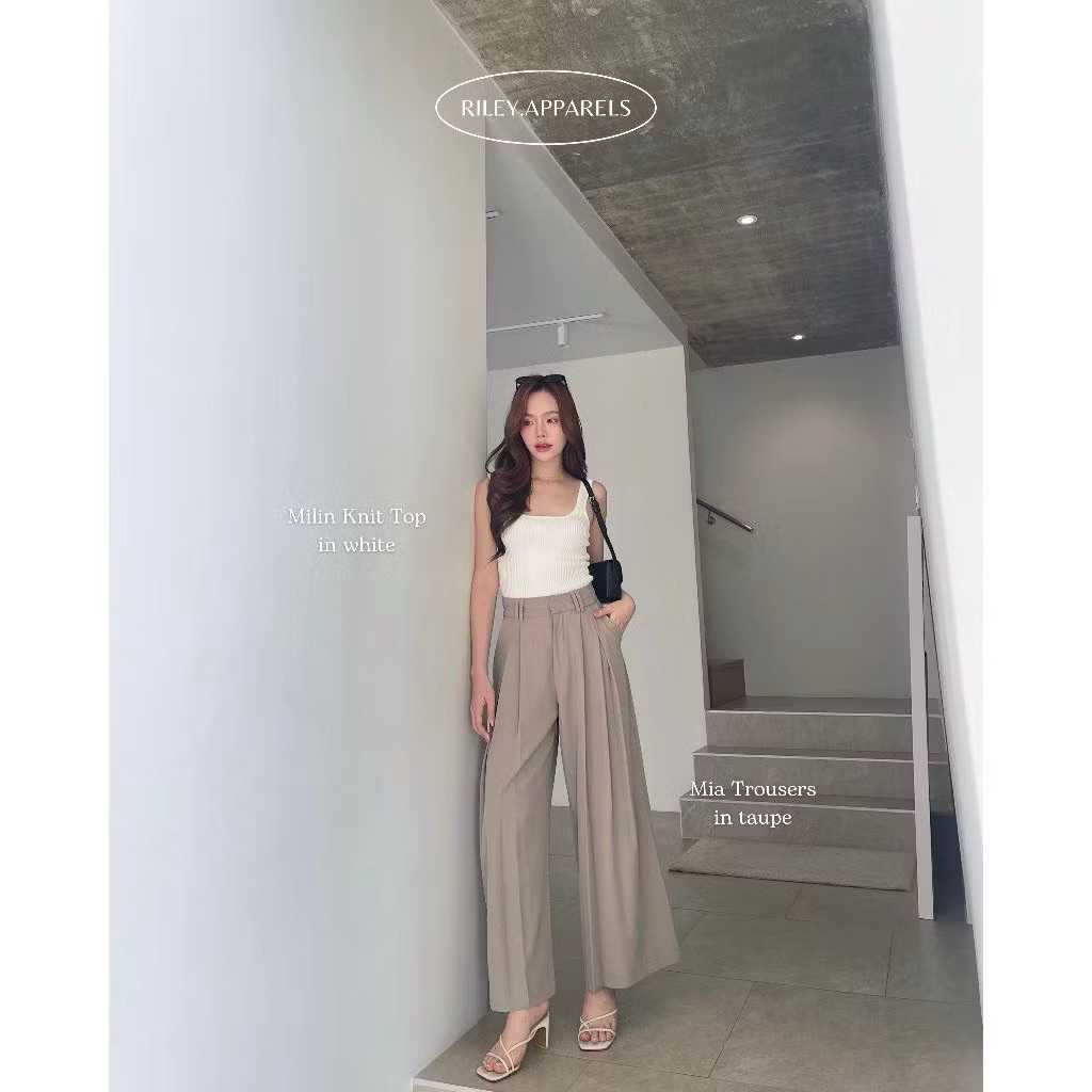 ส่งต่อกางเกง Riley.apparels - Mia trousers สี Taupe ไซส์ S *ไม่เคยใส่