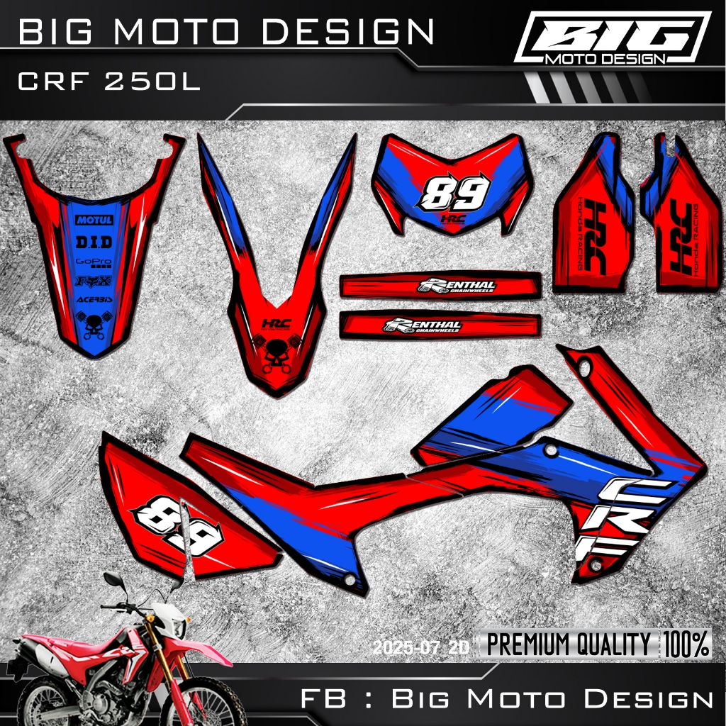 สติ๊กเกอร์ CRF 250L ลาย2D เคลือบเงาอย่างดี เต็มคัน
