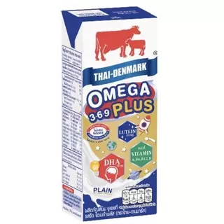 (มีโค้ดส่งฟรี X2 ลัง)นมไทยเดนมาร์ค โอเมก้าพลัส นมวัวแดง Omega369 Plus นมยูเอชที รสจืด 180 มล ยกลัง 2ลัง รวม 72กล่อง