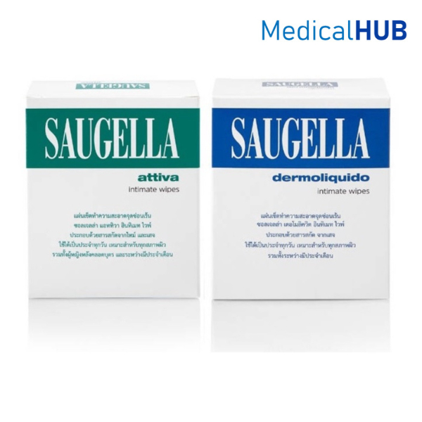 Saugella Wipes ซอลเจลล่า แผ่นเช็ดทำความสะอาด จุดซ่อนเร้น โดยไม่ต้องล้างออก 10แผ่น Attiva/Dermoliquid