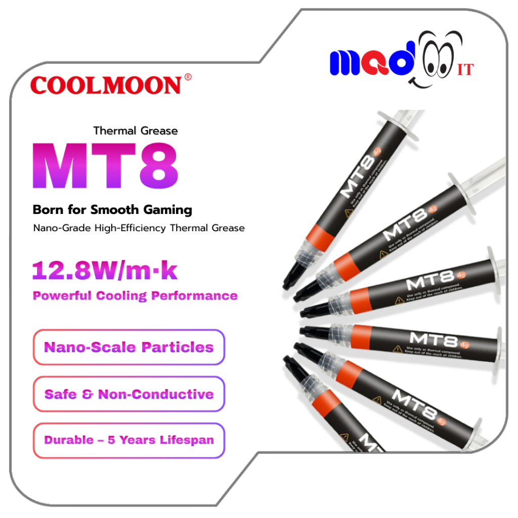 COOLMOON MT8 ซิลิโคน จาระบีระบายความร้อน CPU GPU Thermal Grease 12.8W/m·K High Performance