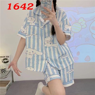 ชุดนอน ฟรีไซส์ แขนสั้น+ขาสั้น ทรงหลวมมีหลายสีผ้าใส่นอนไม่ร้อ…