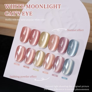 Nail.Girl เจลทาเล็บเจล UV ซีรีส์ไวท์มูนไลท์ Cat Eye สีเจลทาเล็บแคทอาย สีเจลลูกแก้ว ชนิดต้องอบ ต้องใช้แม่เหล็กดึงสีนะคะ