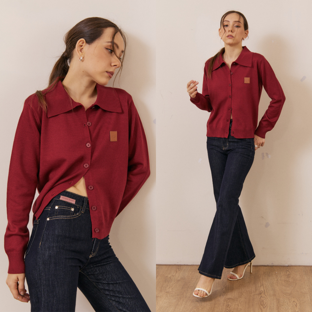 Bemingtop994(S-M)-BMG Collar Knit Cardigan – คาร์ดิแกนคอปกเรียบเท่ เสริมลุคให้ดูดี - รูปที่ 5