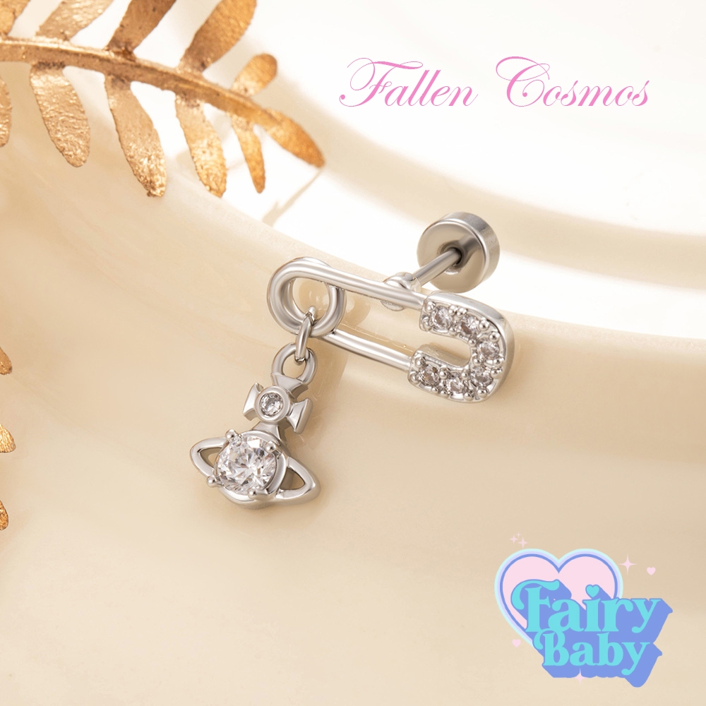 Fairybaby จิว Fallen Cosmos ( 1 ชิ้น ) แป้นแบน จิวตุ้มหู ตุ้งติ้ง เข็มกลัด วิ้งๆ แฟชั่น 0.8 ยาว 6mm (J3-045)