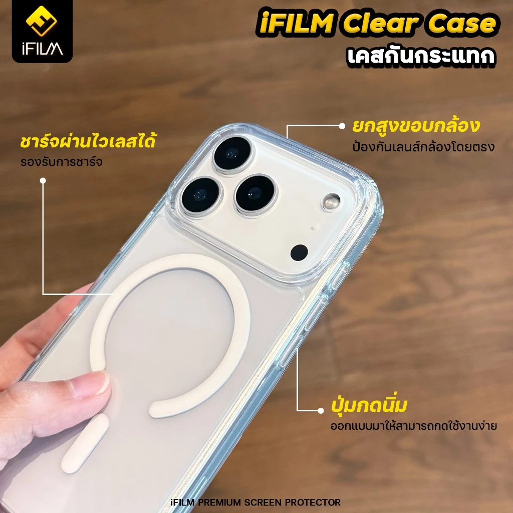 🔥 iFilm เคสใส Clear Case For iPhone 17ProMax 17Pro 17Air 17 16 promax 15 plus 14 13 ปกป้องการชน เคสไอโฟน แม่เหล็ก thumbnail 4