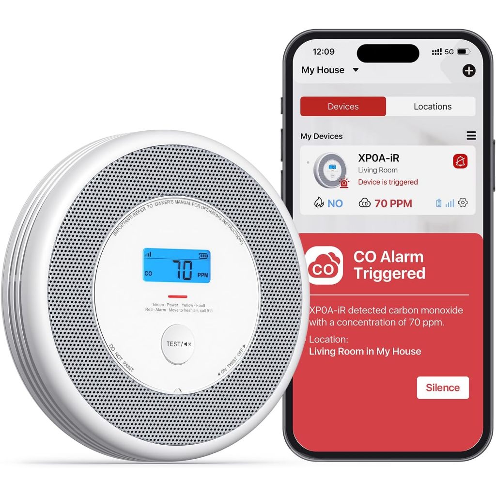 X-Sense Smart Smoke Detector and Carbon Monoxide Detector with Voice Location, Wi-Fi Smoke & Carbon 