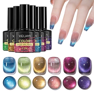 ชุดยาทาเล็บลายตาแมว สีเจลทาเล็บแคทอายสูท ยาทาเล็บลายตาแมว+แม่เหล็กตาแมว 3 in 1+UV/LED เล็บไฟ ต้องใช้เครื่องอบเล็บให้แห้ง