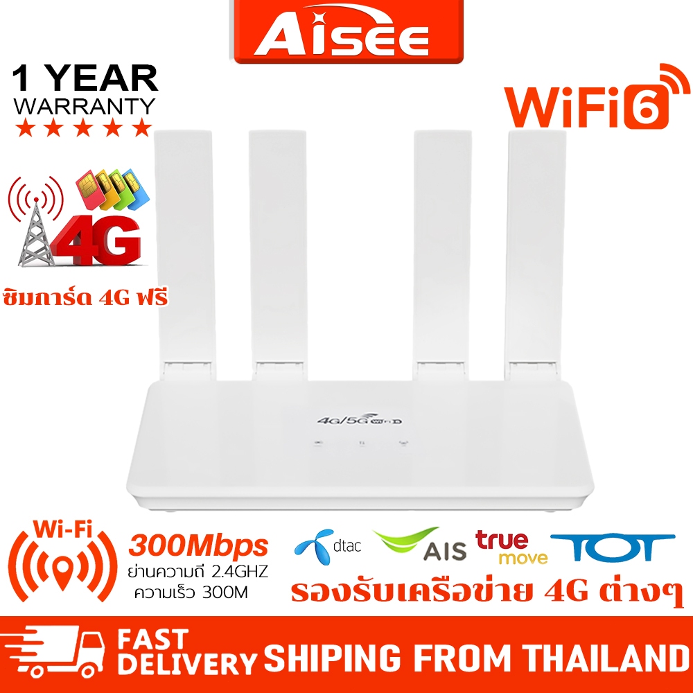 เราเตอร์ 4G Router WiFi ใส่ซิมได้ ส่งฟรี รองรับความเร็วสัญญาณสูงสุด 300Mbps ประกัน 1 ปี