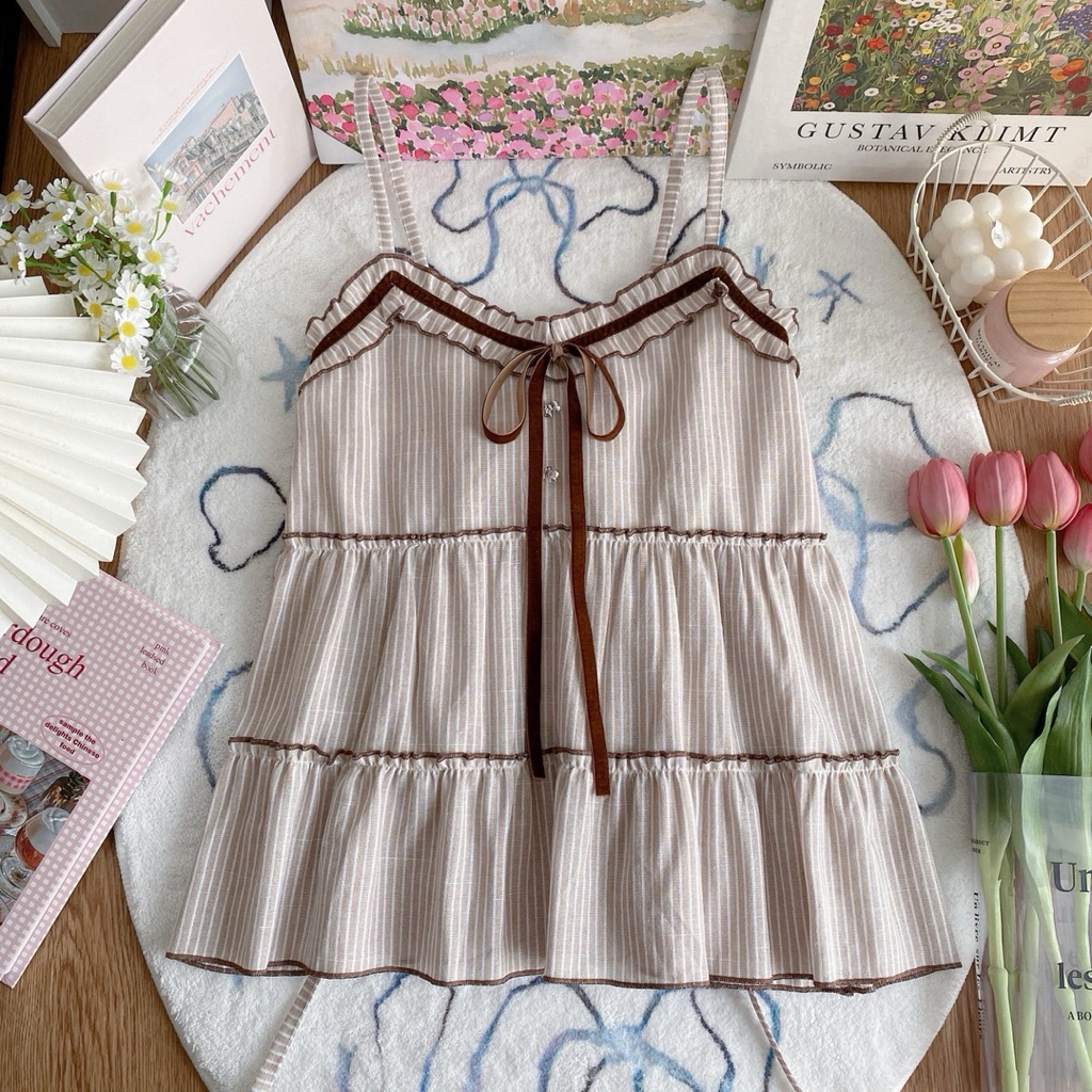 🧺🧸 ‎˗ˏˋ 𝔹𝕒𝕟𝕠𝕗𝕗𝕖𝕖 𝕋𝕠𝕡 | สายเดี่ยวขนมชั้นดีเทลริบบิ้น🧇🍌 - รูปที่ 2