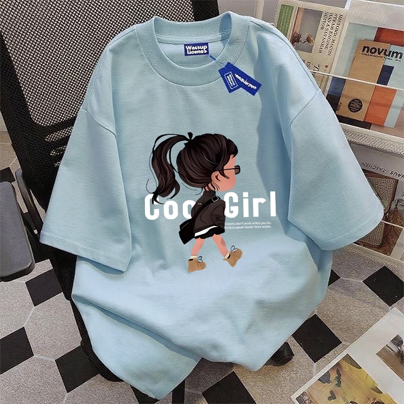 ✨【จัดส่งภายใน 24 ชั่วโมง】 สาวการ์ตูน Coco Girl น่ารัก เสื้อ เสื้อยืด oversize เสื้อยืดผู้หญิง เสื้อแฟชั่น เสื้อสีฟ้า