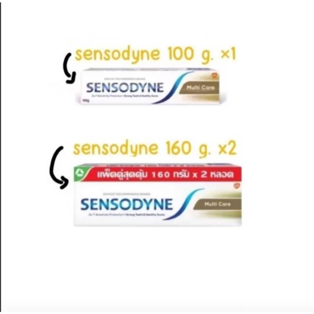 ❤ส่งไว👍Sensodyne ยาสีฟัน สูตร มัลติแคร์ 160 g แพ็ค 100 g.x1 ช่วยลดอาการเสียวฟัน 