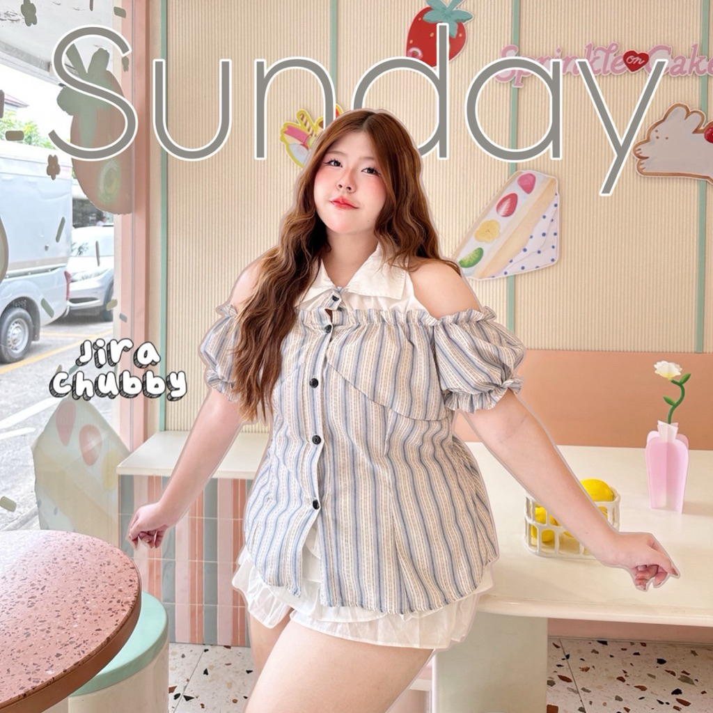 🧸𝐂𝐡𝐮𝐛𝐛𝐲𝐋𝐚𝐧𝐝.(อก40-50)⛅️Sunday Shirt⛅️รุ่นซันเดย์ เสื้อเชิ๊ตไซส์ใหญ่ สาวอวบ เว้าไหล่แบบมีดีเทล น่ารักมากๆ #Sh235