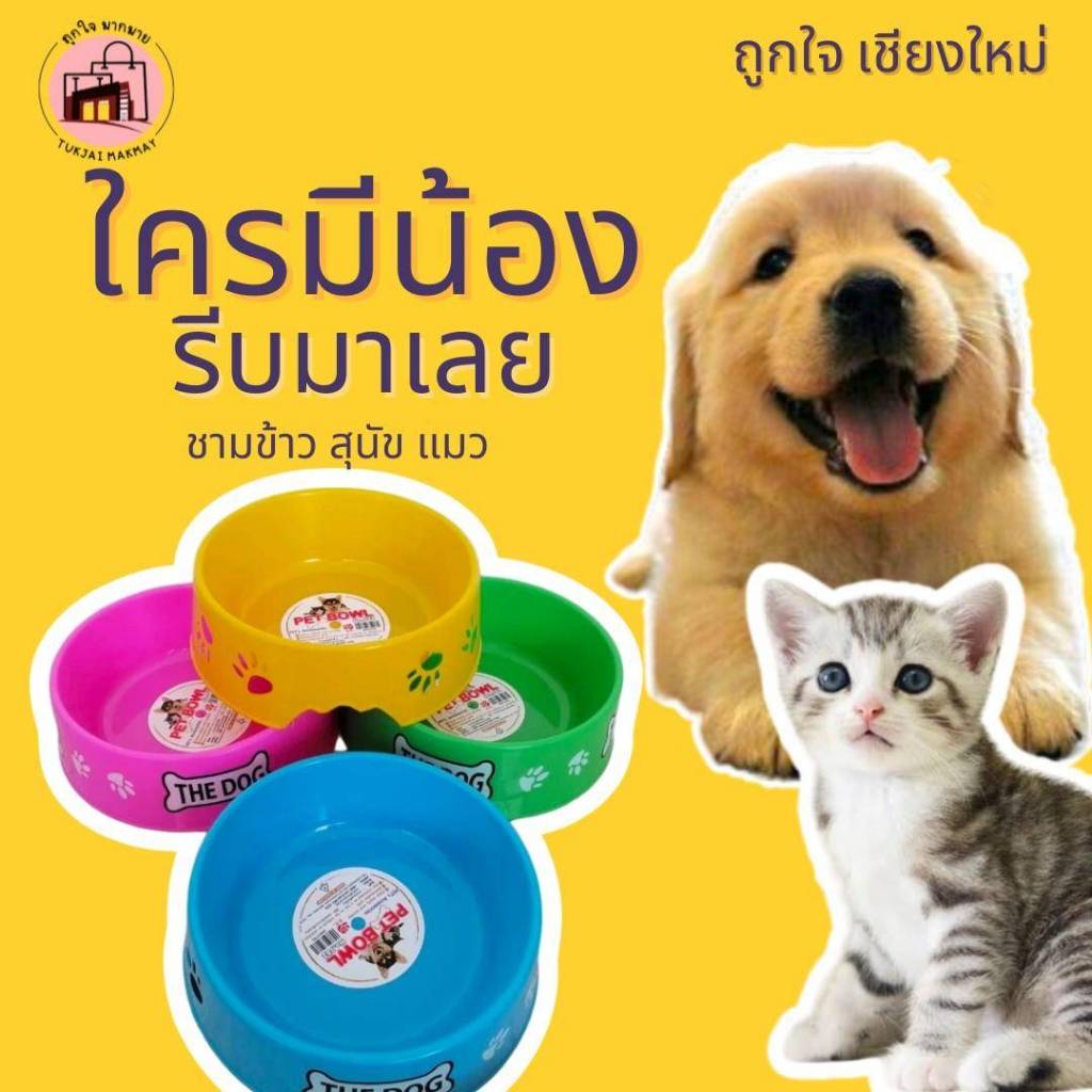 ชามอาหารสัตว์เลี้ยง ชามข้าวสุนัข(ใบใหญ่) ชามข้าวสนุขขนาด 22*8 ชามเป็นพลาสติกน้ำหนักเบา