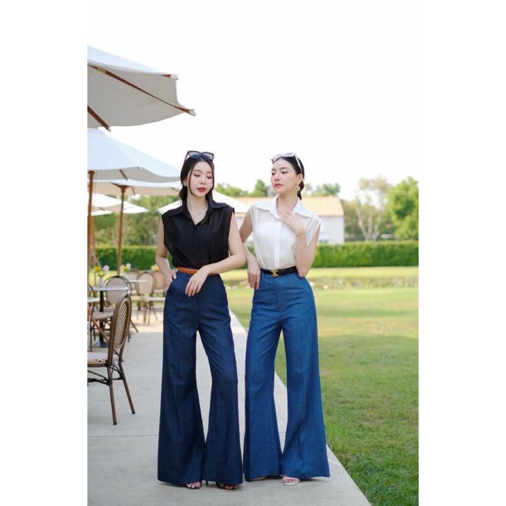 กางเกงขากระบอกผ้ายีนส์สไตล์วินเทจผ้ายีนส์ฟอกนิ่มS-XL