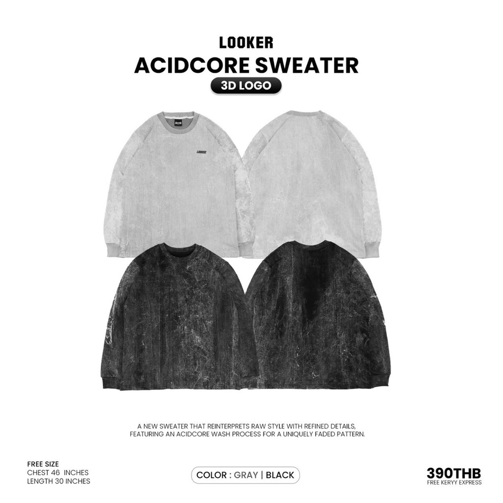 LOOKER – ACIDCORE SWEATER | 3D LOGO (สเวตเตอร์ฟอก)