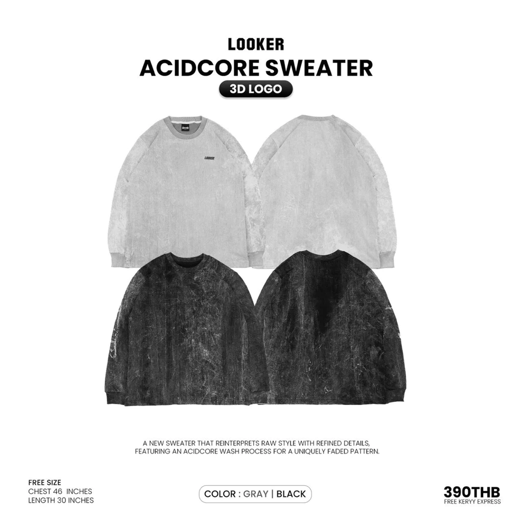LOOKER – ACIDCORE SWEATER | 3D LOGO (สเวตเตอร์ฟอก)