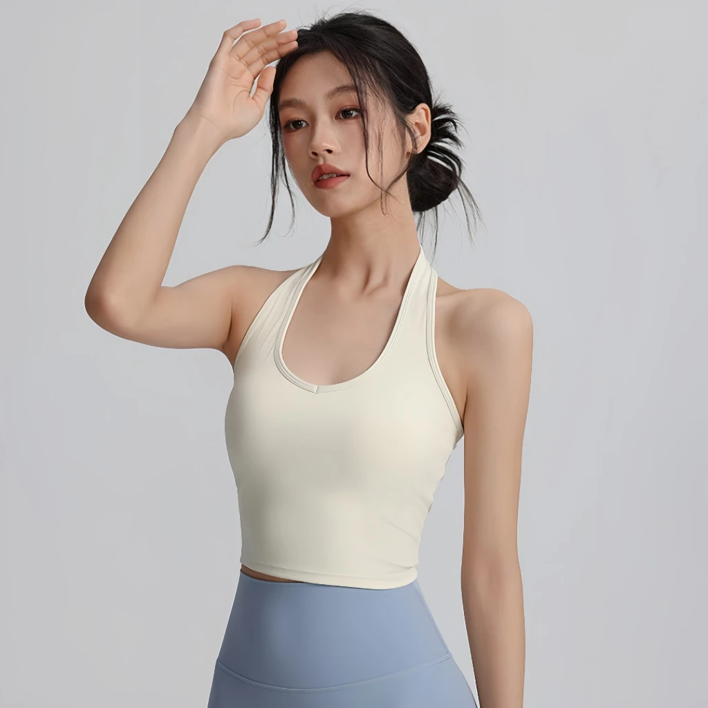 GymHub เสื้อกล้ามสปอร์ตคล้องคอ มีแผ่นรองอก สำหรับโยคะ thumbnail 5