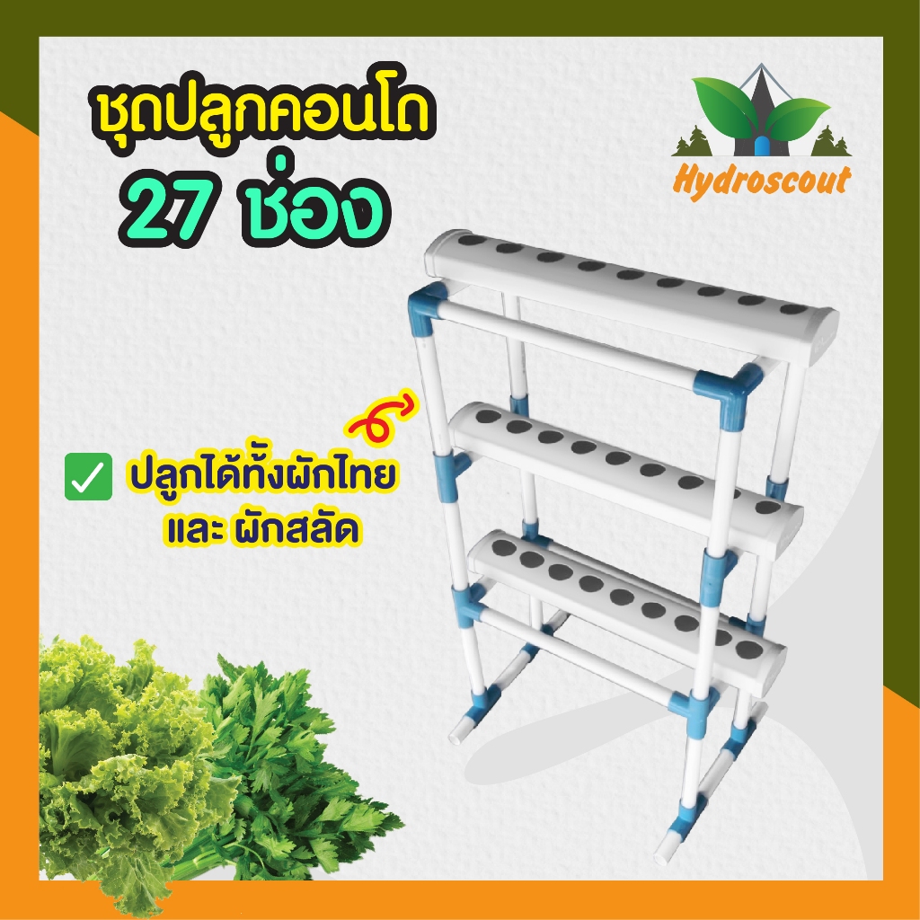 ชุดปลูกคอนโด ระบบน้ำนิ่ง 27 ช่อง by hydroponicgroup
