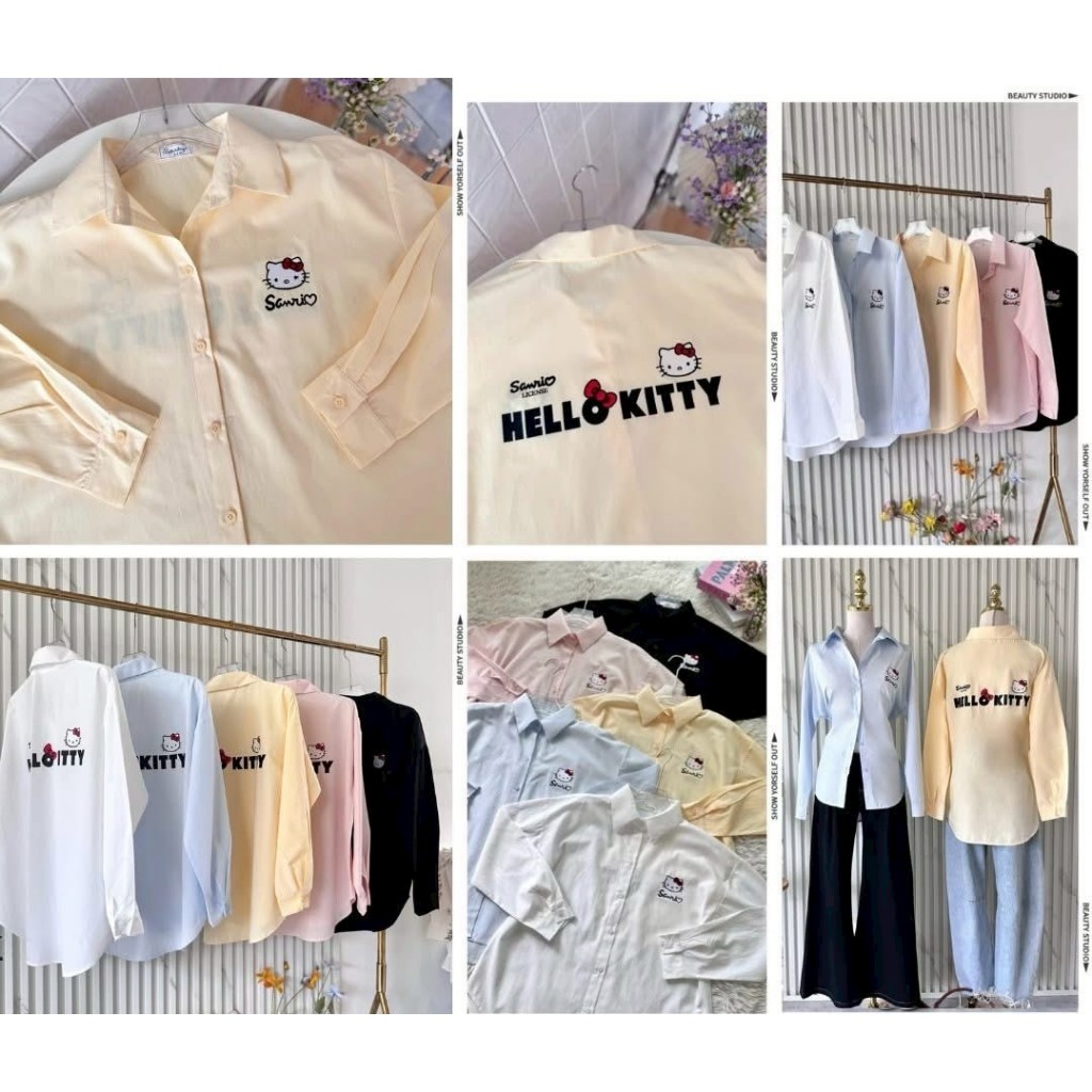 ป้าย Saturday เสื้อเชิ้ตปัก Hello Kitty สกรีนลายด้านหลัง อก 44 นิ้ว ยาว 26 นิ้ว