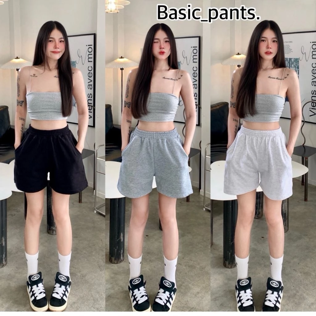 กางเกงขาสั้นสายฝอ ผ้าสำลี เนื้อผ้านุ่ม ใส่สบาย มีกระเป๋าค่ะ 2 ข้าง