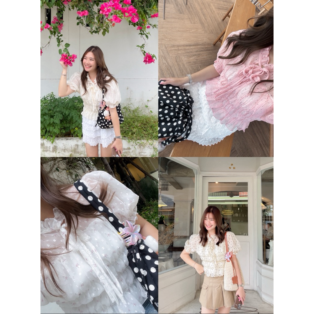 top033- 📧 Jelly ruffle 🫧🤎👚 เสื้อปุ๊กปิ๊กแขนตุ๊กตา ✨🤏🏻