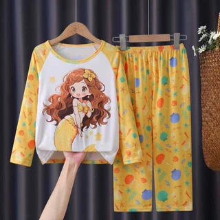 ชุดนอนเด็กแขนยาวพิมพ์ลายน่ารัก110cm-150cm นื้อผ้านุ่มใส่สบาย