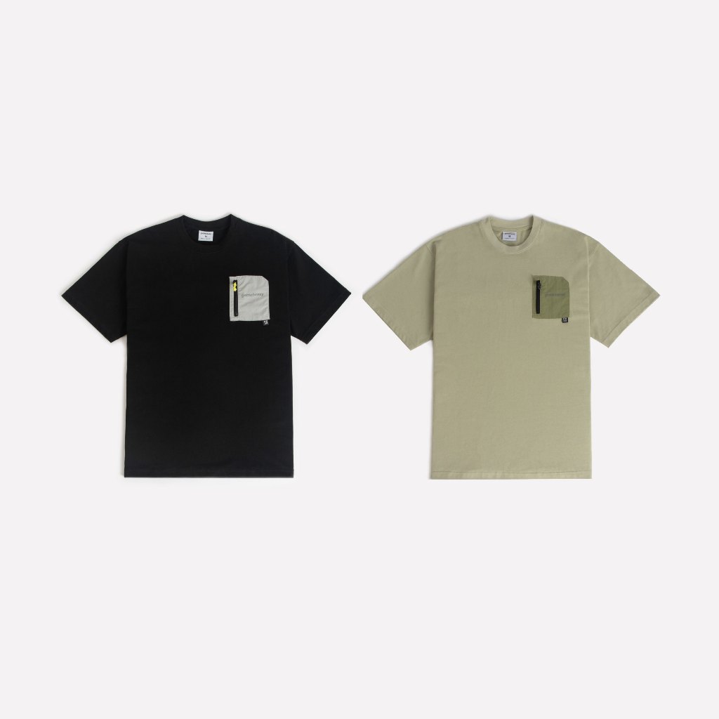 Utility Pocket Tee เสื้อผ้าคอตตอน ซิป ykk กระเป๋า Ripstop Nylon