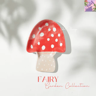 Violet Flamingo Fairy Garden Collection – จานเซรามิคลายเห็ด ผีเสื้อ และดอกไม้สไตล์คอทเทจคอร์ (Cottagecore)