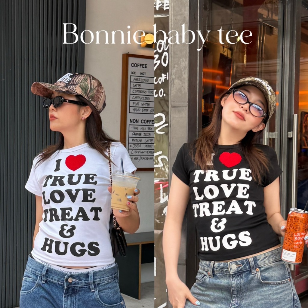 Bonnie Baby Tee - เสื้อยืดทรงเข้ารูป ดีเทลงานปักฟูๆจึ้งๆ พร้อมสกรีนฟอนต์น่ารักมาก