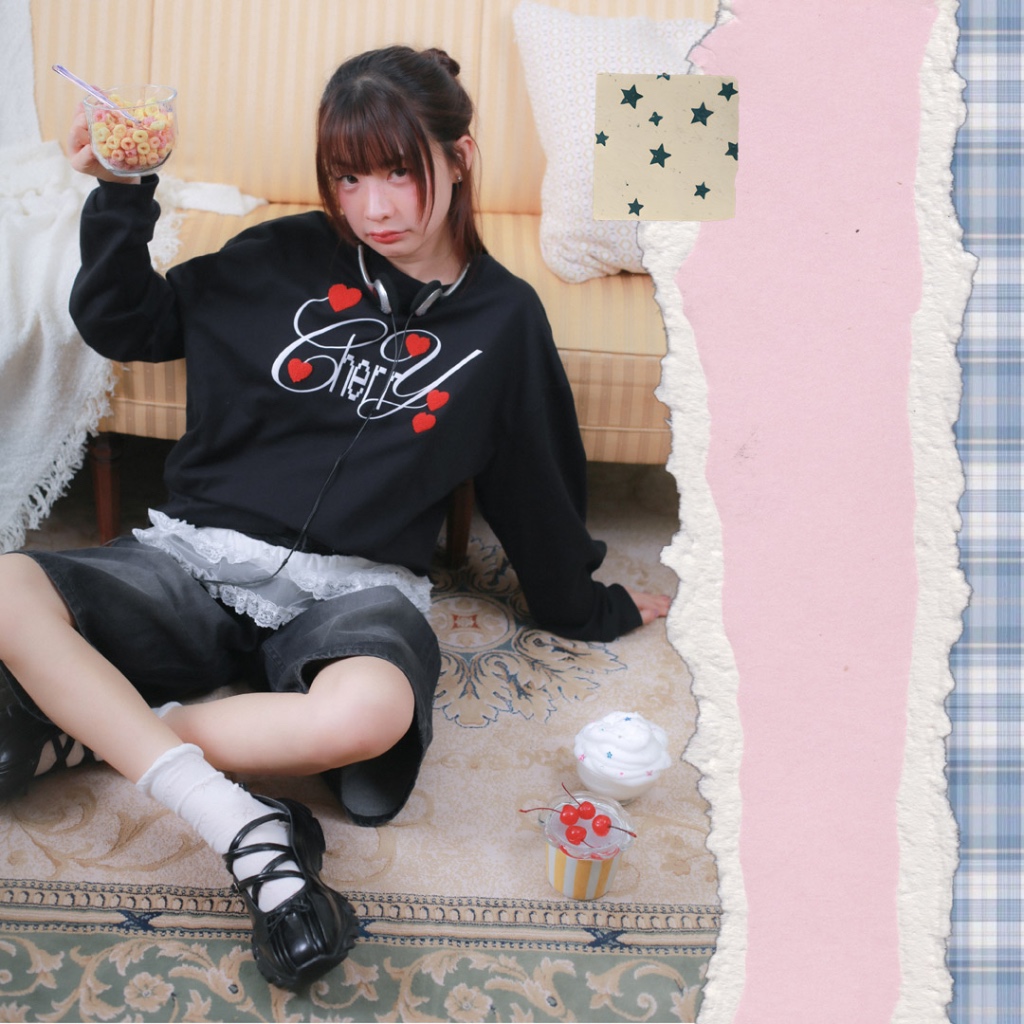 kome.offi เสื้อสเวตเตอร์ รุ่น kumi cherry sweater ราคา ถูกที่สุด ดีลบีเคเค แกลเลอรีภาพที่ 3