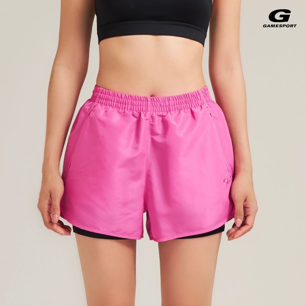 GAME SPORT Shorts | G-3046 | กางเกงขาสั้น 2 ส่วน ผู้หญิง ผ้าร่ม มีซับใน สวมใส่สบาย