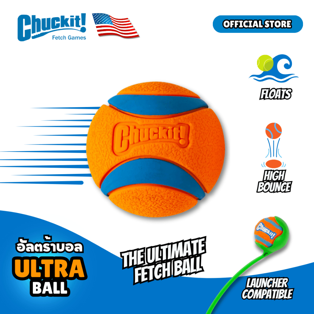 Chuckit! ULTRA BALL Dog Toy It floats! Launcher compatible, Designed for high bounce, Bright colors