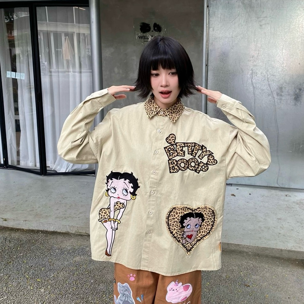 Betty boops t-shirt เสื้อเชิ๊ตปักลายเบตตี้ งานลิขสิทธิ์ลายสวย ผ้าเนื้อดี คัตติ้งดี สไตล์ retro ตรงปก