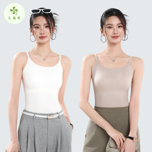 L&K #6666 เสื้อกล้ามสายเดี่ยวมีฟองน้ำในตัว ไม่ต้องสวมใส่เสื้อขั้นใน สวมใส่สบาย เบาสบาย ยกกระชับ สวยเป๊ะ