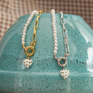 Petite Polka Dot Necklace สร้อยคอห้อยชาร์มหัวใจลายจุด