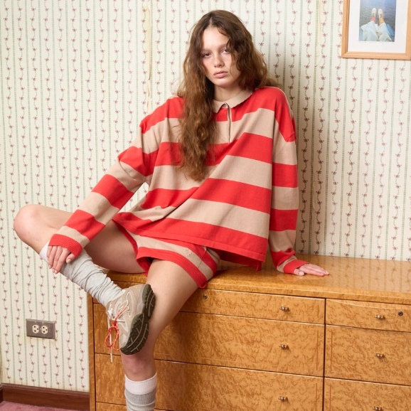 EVERYDAY APPARELS rugby knit เสื้อยืดแขนยาว