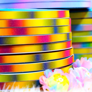 ริบบิ้นกากเพชรใสTW สีรุ้งสด รุ้งพาสเทล รุ้งแคนดี้ ม้วนใหญ่ 300 หลา สีสวยพับง่าย ราคาต่อ 1 ม้วน