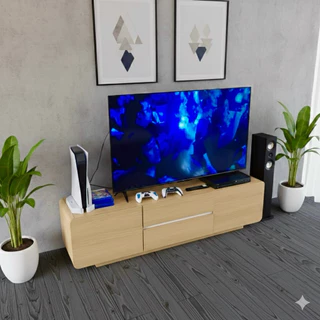 Tomato Home ชั้นทีวีมินิมอล Desire TV cabinet กว้าง160ซม | ชั้นวางทีวีไม้ วางทีวีใหญ่สุด 65นิ้ว