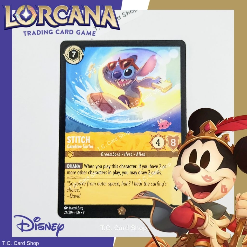 Stitch - Carefree Surfes - 024/204 (Legendary) - Disney Lorcana  (ดิสนีย์ ลอร์คาน่า) (Fabled)