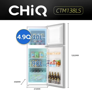 CHiQ ตู้เย็นสองประตู ความจุ 138 ลิตร สีเทา ระบบทำความเย็นโดยตรง รุ่น CTM138LS จัดส่งฟรีและรับประกัน 3 ปี
